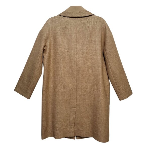 Paule Ka Textured Woven Tweed Long Jacket Tan Khaki - Picture 10 of 17